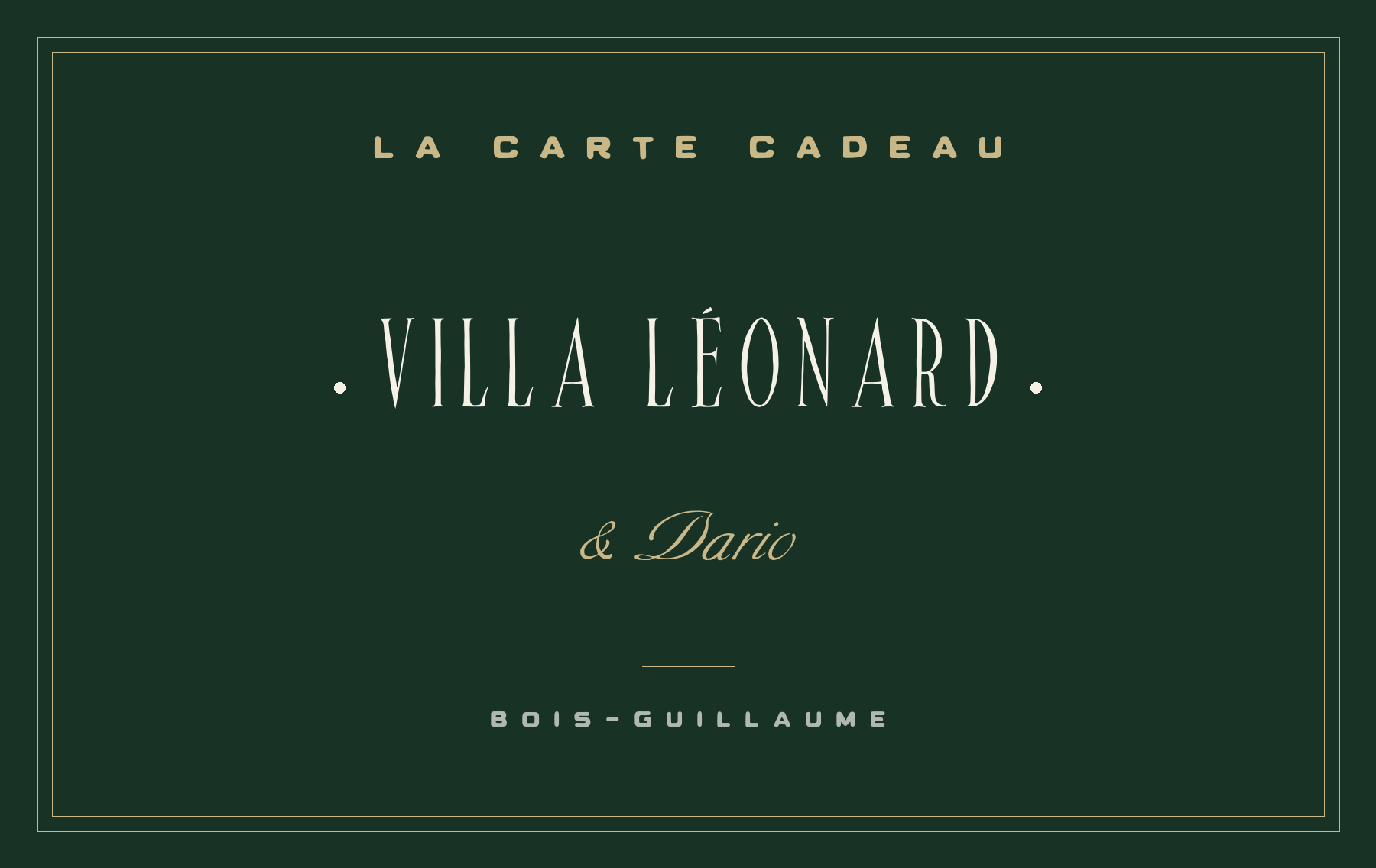 La carte cadeau Villa Léonard & Dario — vert nuit, filets or
